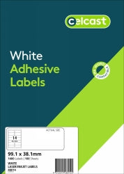 Labels Celcast 14UP 99.1x38.1mm LASER/INKJET White PK100 (Each)
