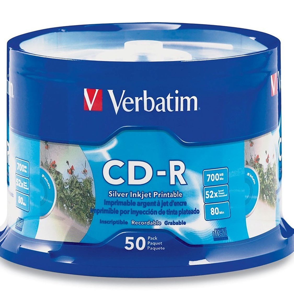 Verbatim CD-R 80MIN 52x 700MB I/J Printable Spindle 50 (Each)