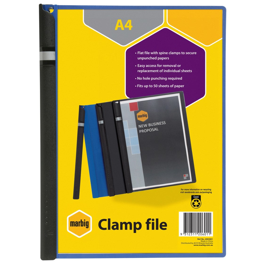 Marbig Clamp File A4 Blue (Each)