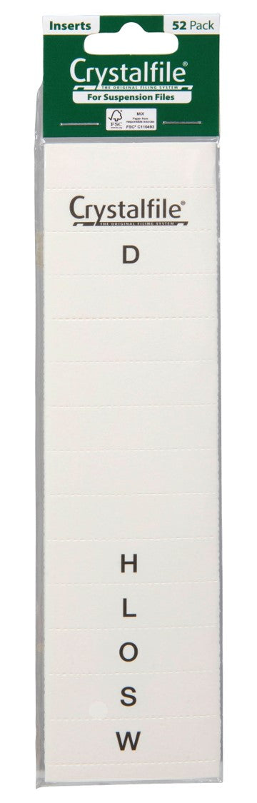 Crystalfile Index Tab Inserts A-Z Square Edge White PK52 (Each)