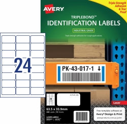 Avery Label Laser L6141 Triplebond 63.5x33.9mm 24UP PK10 (Each)