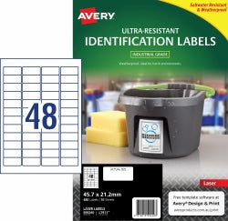 Avery Label Laser L7911 Ultra Resistant 45.7x21.2mm 48UP PK10 (Each)