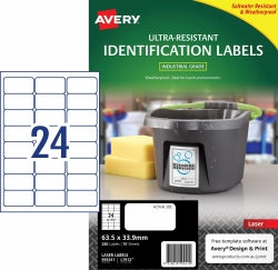Avery Label Laser L7912 Ultra Resistant 63.5x33.9mm 24UP PK10 (Each)