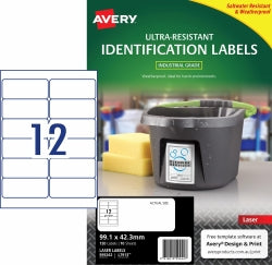 Avery Label Laser L7913 Ultra Resistant 99.1x42.3mm 12UP PK10 (Each)