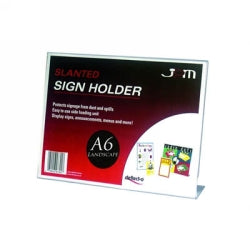 Sign Holder Deflecto A6 Landscape Slanted Clear (Each)