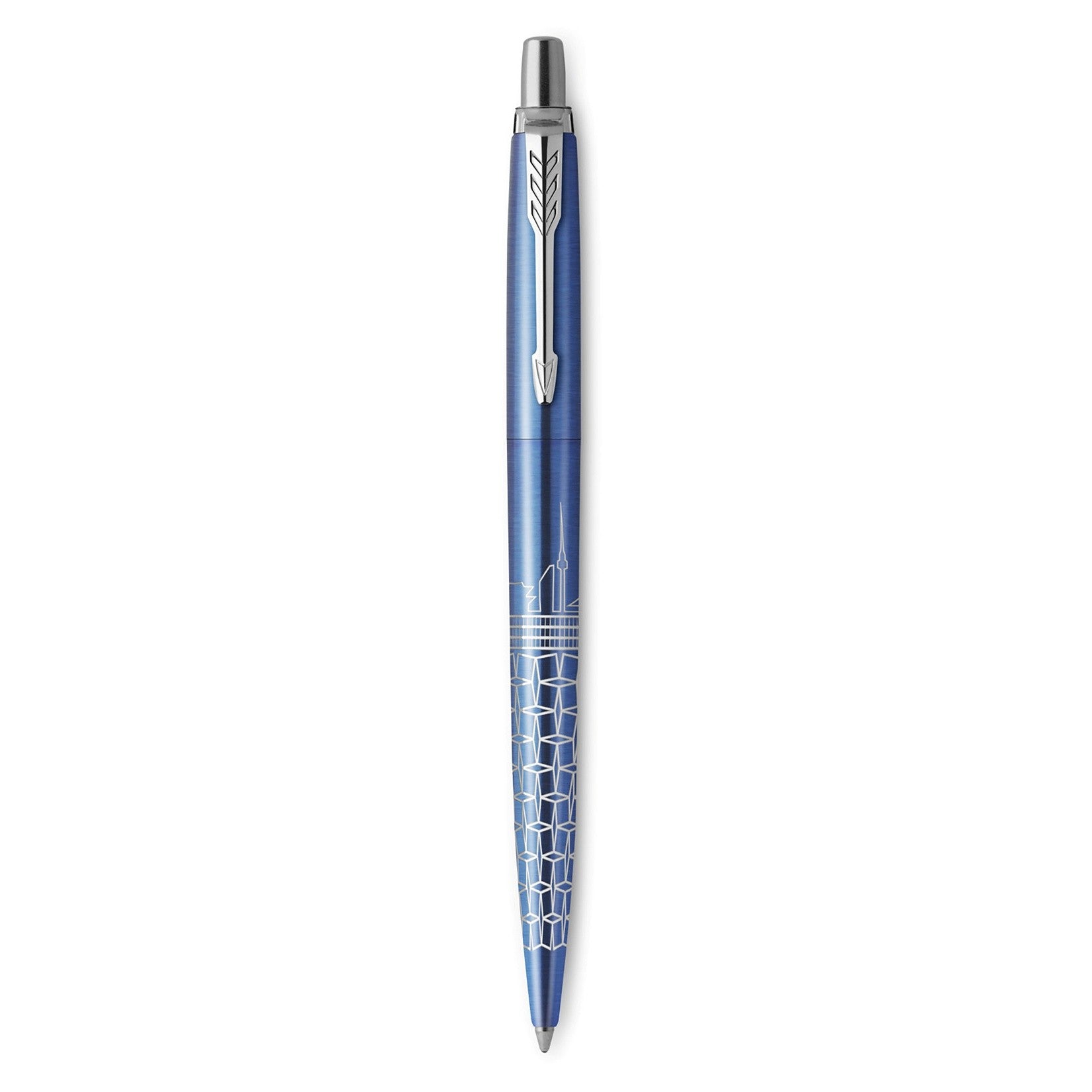 Parker Pen Jotter Global Icon Ballpoint Chrome Colour Trim Seoul Blue (Each)