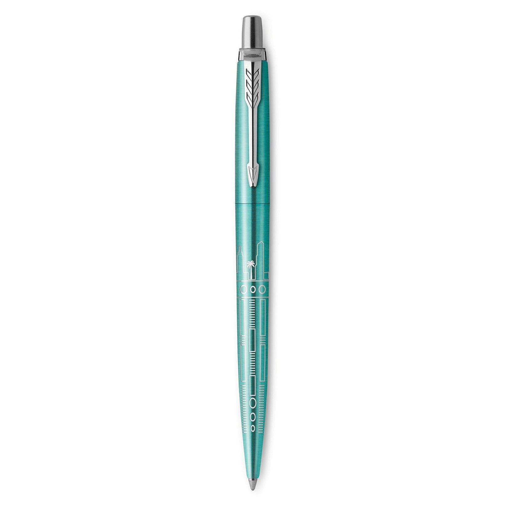 Parker Pen Jotter Global Icon Ballpoint Chrome Colour Trim Miami Turquoise (Each)