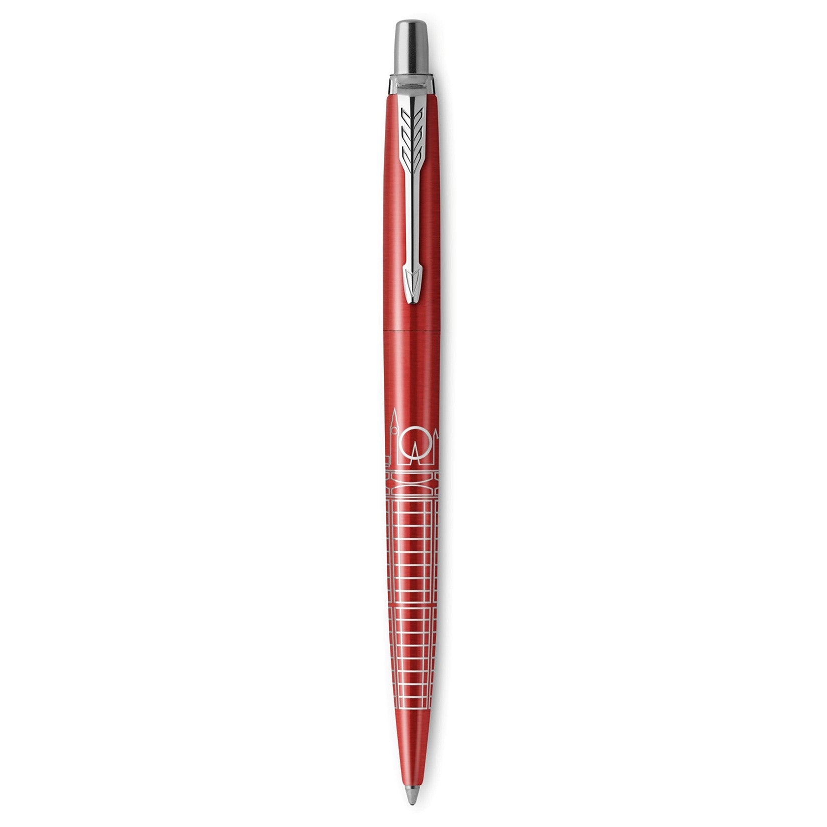 Parker Pen Jotter Global Icon Ballpoint Chrome Colour Trim London Red (Each)