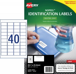 Avery Label Laser L6145 Nopeel Extra Strong 45.7x25.4mm 40UP PK10 (Each)