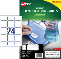 Avery Label Laser L6145 Nopeel Extra Strong 63.5x33.9mm 24UP PK10 (Each)