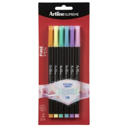 Artline Pen Supreme 0.4mm Fineline Pastel Assorted PK6 (Each)