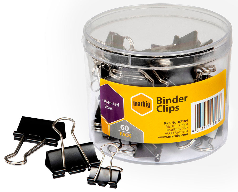 Marbig Foldback Clip Assorted Sizes Tub 60 (Each)