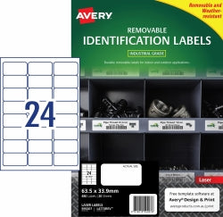 Avery Label Laser L4773REV H/DUTY 63.5x33.9mm Removable 24UP PK20 (Each)