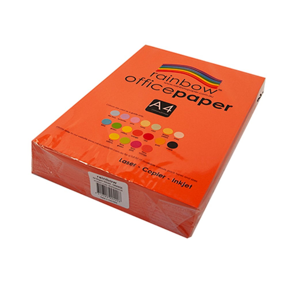 Copy Paper Rainbow A4 80GSM Office Bright Orange PK500 (Each)