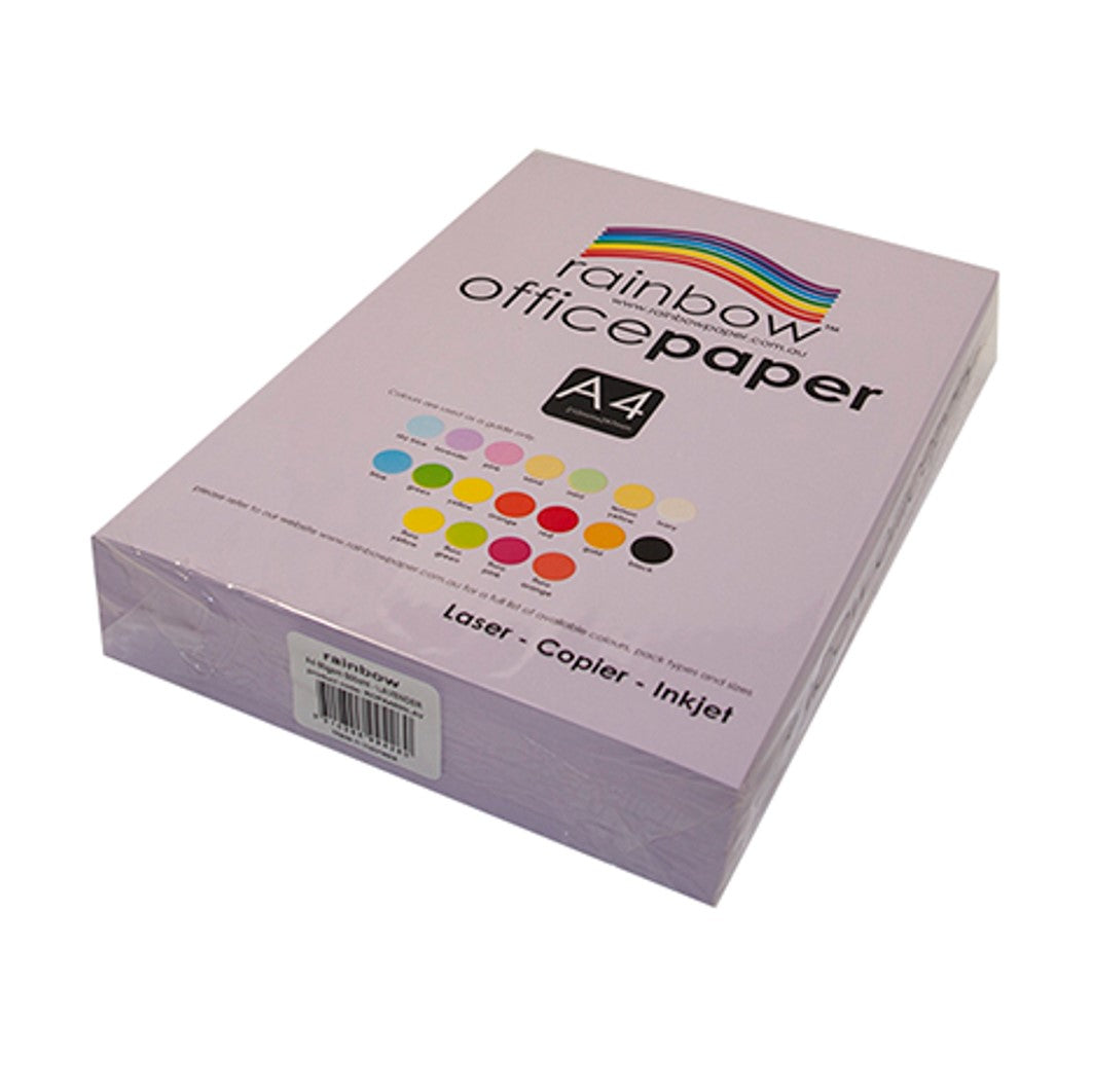 Copy Paper Rainbow A4 80GSM Office Pastel Lavender PK500 (Each)