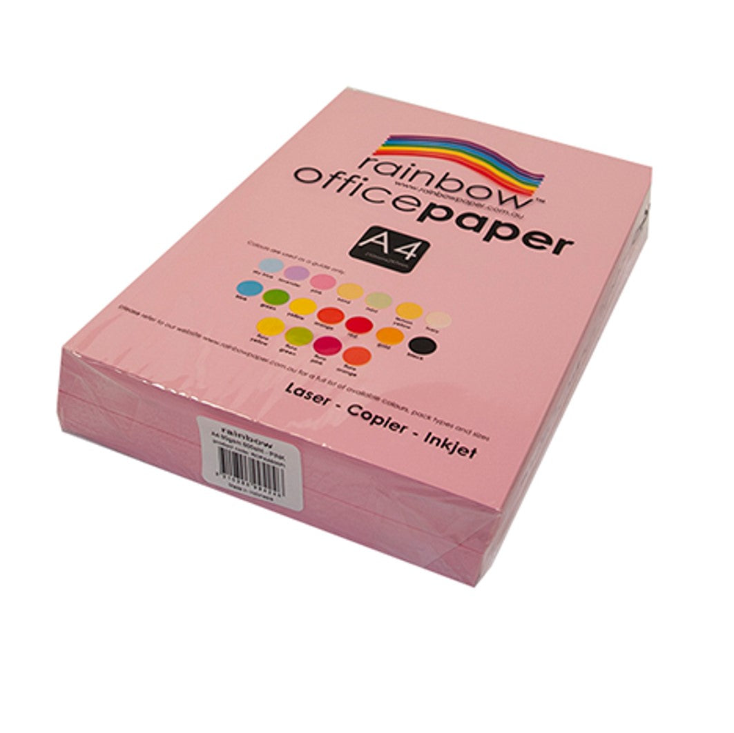 Copy Paper Rainbow A4 80GSM Office Pastel Pink PK500 (Each)