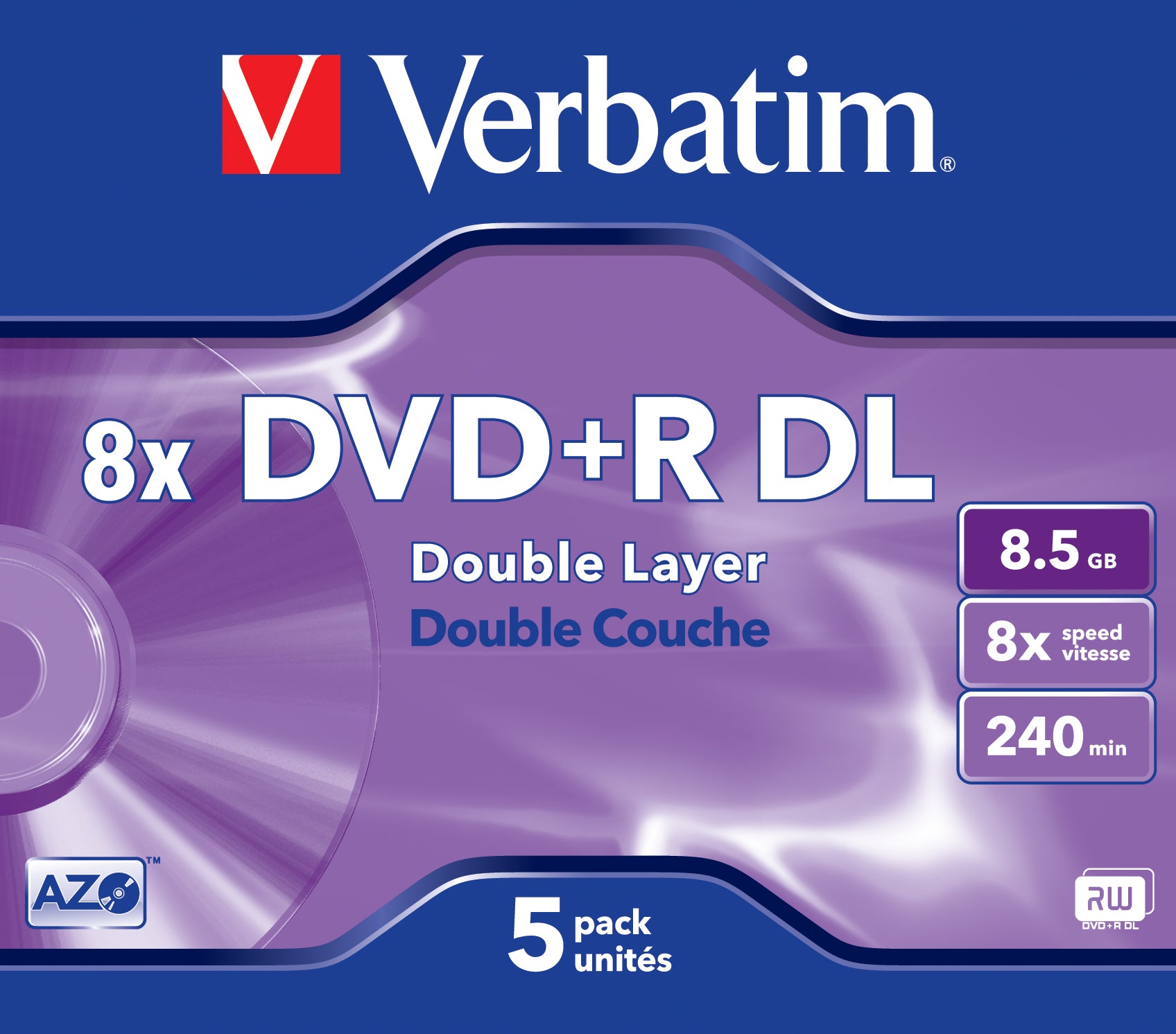 DVD+R DL 5pk Jewel Case - 8.5GB Double Layer 8x