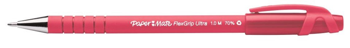 Papermate Pen 1.0mm Flex Grip Ultra Stick Ballpoint Red Bx12 (Each)
