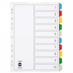 Marbig Dividers A4 PP 10 Tab Multi Colour (Each)