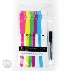 Micador Excursion Id Wrist Bands Inc Pen Assorted Colours PK30 (Each)