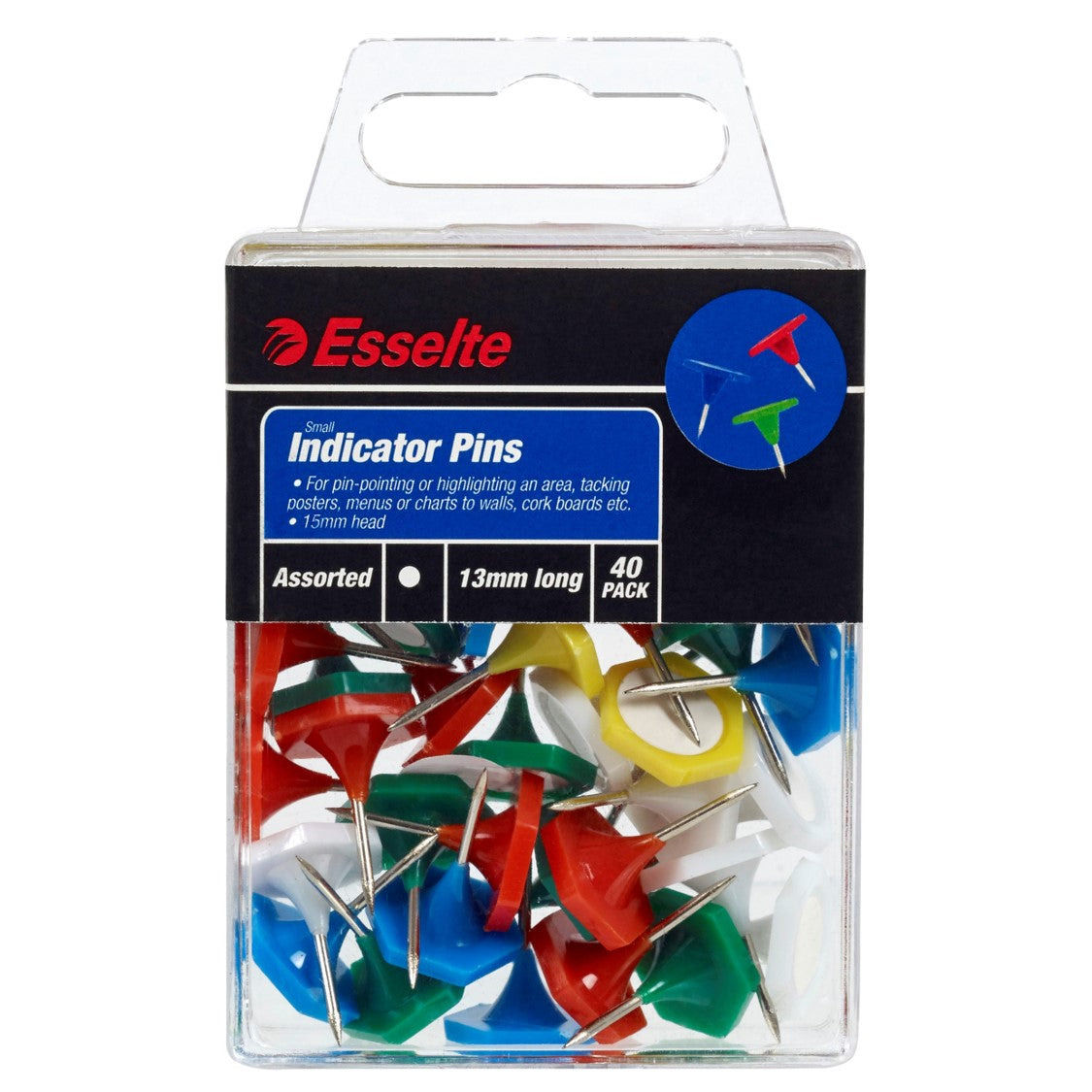 Esselte Indicator Pins Assorted Sml PK40 (Each)