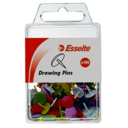 Esselte Drawing Pins Assorted Colours PK100 (Each)
