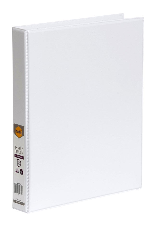 Marbig Binder Insert A4 Clearview 4 D-RING 25mm White (Each)