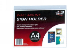 Sign Holder Deflecto A4 Landscape Wall Mounted (Each)