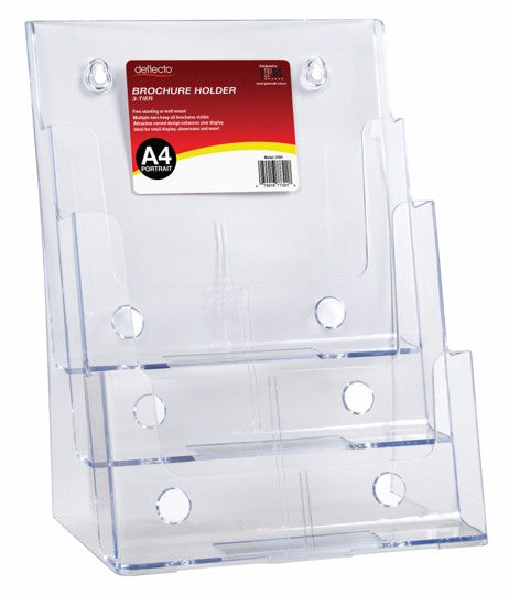 Deflecto Brochure Holder A4 F/S W/M 3 Pocket 77301 (Each)