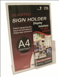Sign Holder Deflecto A4 Slanted Portrait W/ Front Dl Brochure Pocket (Each)