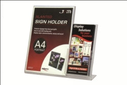 Sign Holder Deflecto A4 Slanted Portrait W/ Side Dl Brochure Pocket (Each)