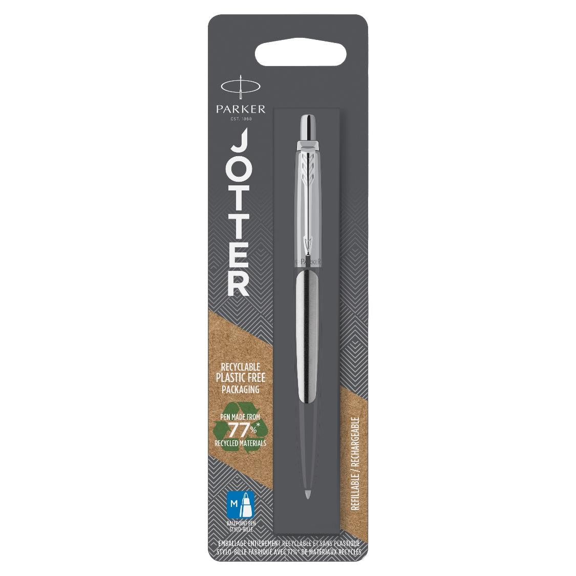 Parker Pen Jotter Ballpoint Stainless Steel Chrome Trim Hang Sell (Each)