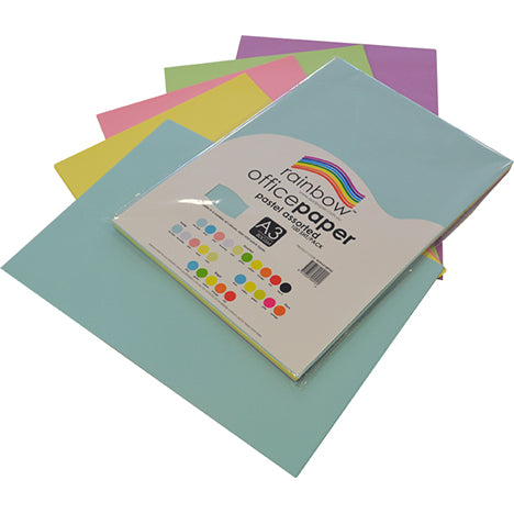 Copy Paper Rainbow A3 80GSM Pastel Assorted PK100 (Each)