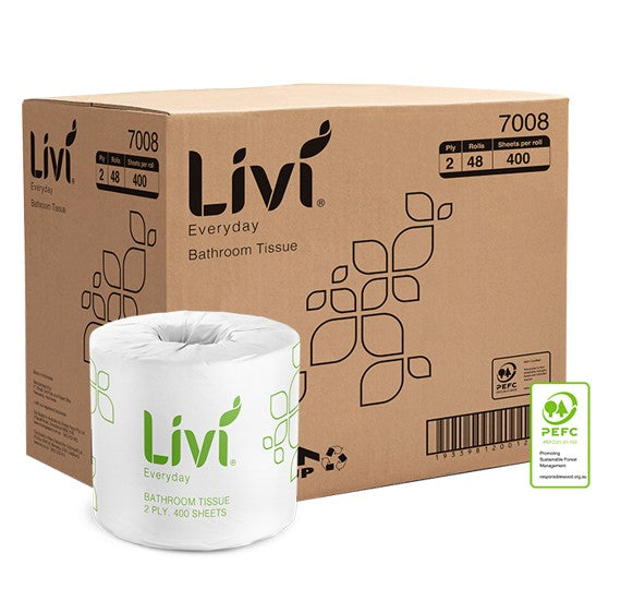 Livi Toilet Tissue Basics 2PLY 400S (Box 48)