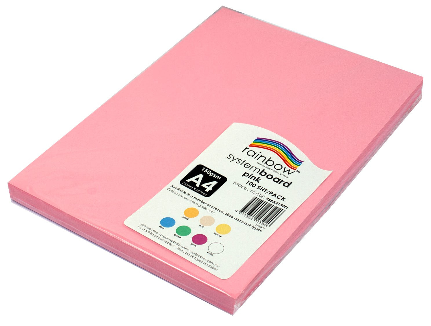 System Board Rainbow A4 150GSM Pink PK100 (Each)