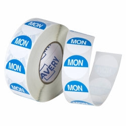 Avery Label 24mm Monday Removable Blue/White 1000/ROLL (Each)