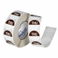 Avery Label 24mm Thursday Removable Brown/White 1000/ROLL (Each)
