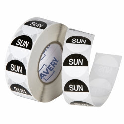 Avery Label 24mm Sunday Removable Black/White 1000/ROLL (Each)