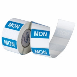 Avery Label 40x40mm Monday Removable Blue/White 500/ROLL (Each)