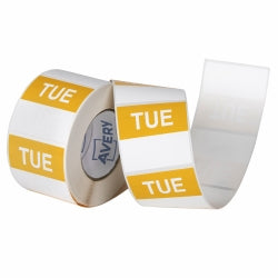 Avery Label 40x40mm Tuesday Removable Yellow/White 500/ROLL (Each)