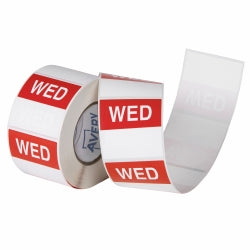 Avery Label 40x40mm Wednesday Removable Red/White 500/ROLL (Each)
