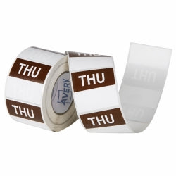 Avery Label 40x40mm Thursday Removable Brown/White 500/ROLL (Each)