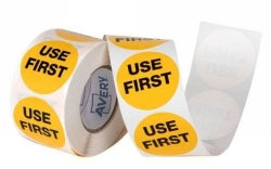 Avery Label 40mm Use First Removable Orange/Black 500/ROLL (Each)