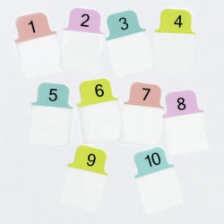Tabs 25.4x38mm Mini Numeric 1-10 Pastel Blue/Pink/Purple/Green PK40 (Each)