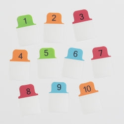 Tabs 25.4x38mm Mini Numeric 1-10 Primary Red/Blue/Green/Orange PK80 (Each)