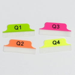 Tabs 63.5x25.4mm Margin Quarters Q1-Q4 Neon Green/Orange/Pink/Yellow PK24 (Each)