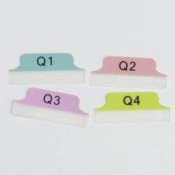 Tabs 63.5x25.4mm Margin Quarters Q1-Q4 Pastel Blue/Pink/Purple/Green PK24 (Each)