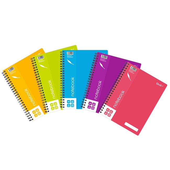 Quill Notebook A4 70GSM PP Assorted 240-page (Pack 5)