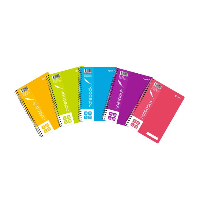 Quill Notebook A5 70GSM PP Assorted 200-page (Pack 5)