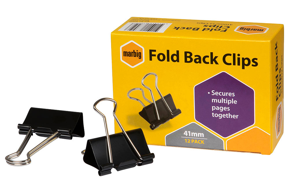 Marbig Foldback Clips 41mm Black Bx12 (Each)